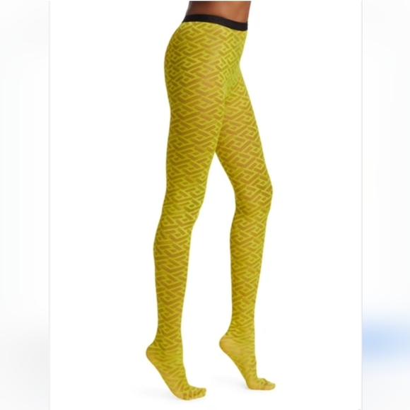 Versace Accessories - 19. NWOT VERSACE LA GRECA MONOGRAM TULLE TIGHTS